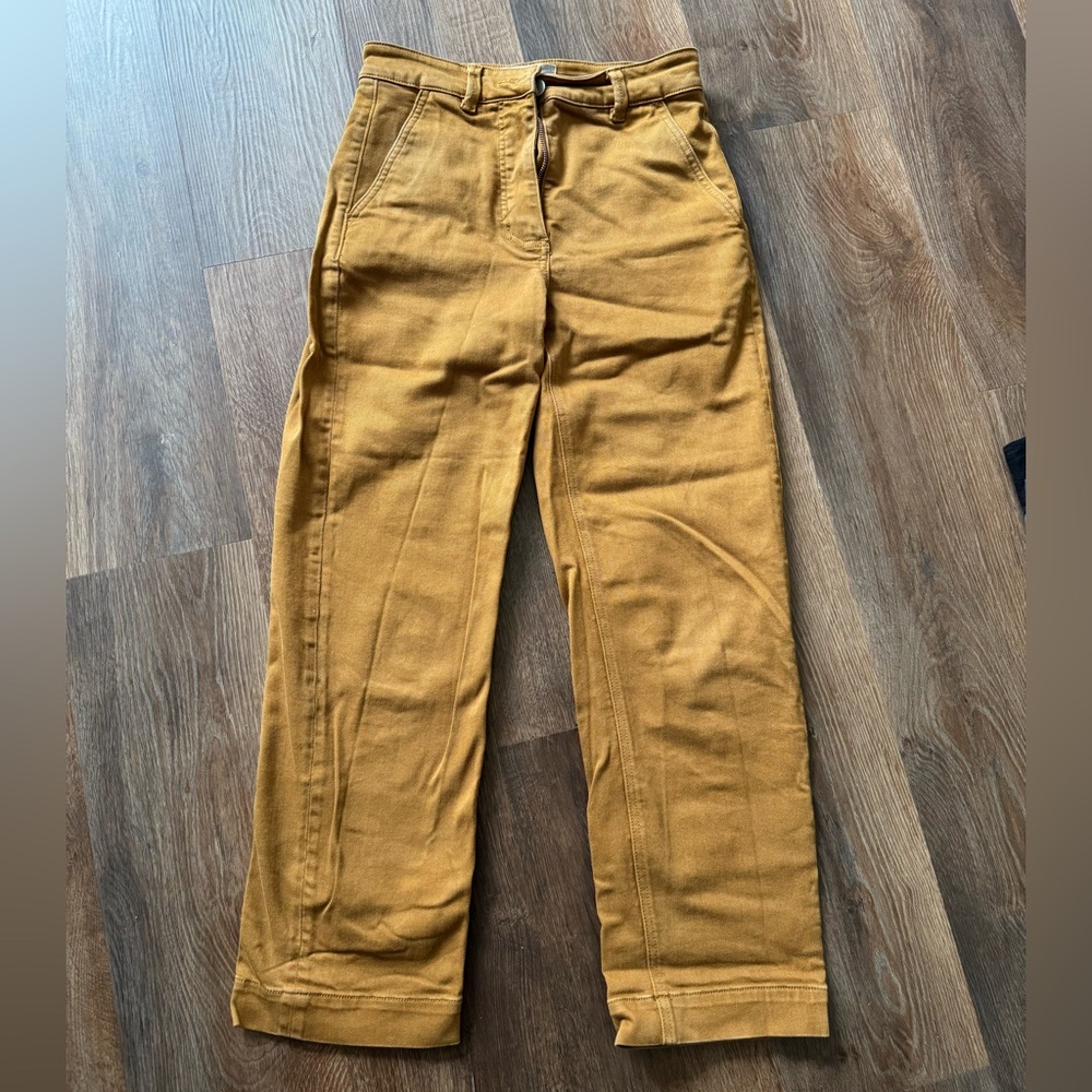 EVERLANE - Mustard Yellow High-Waist Cropped Straight Leg Pants - Size 0